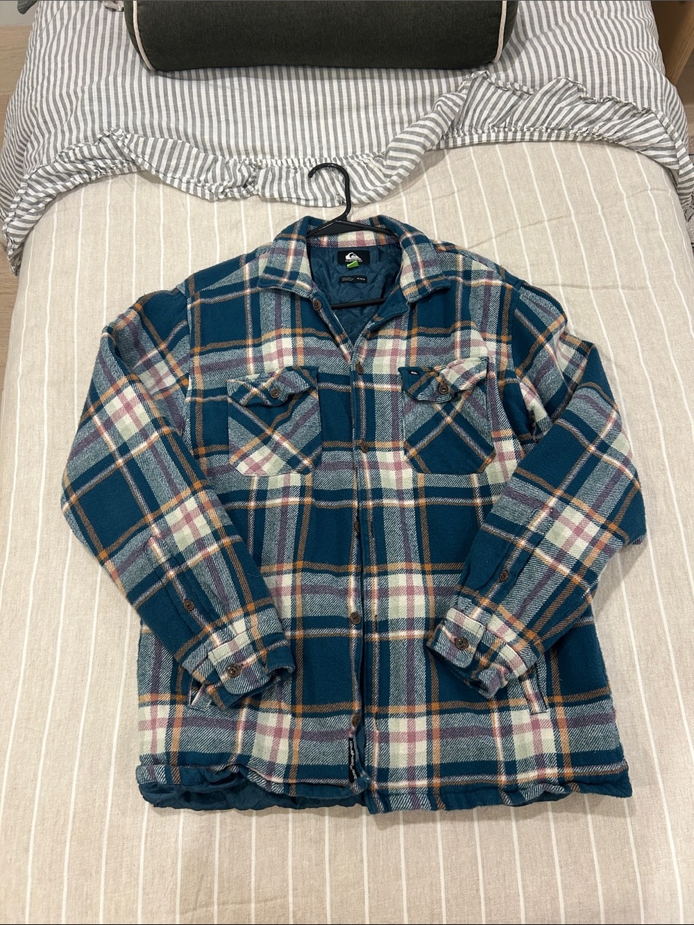 Quiksilver Teal Plaid Lightweight Shirt Jacket